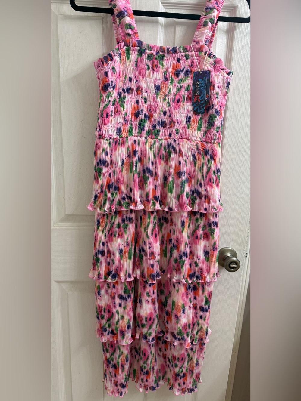 NWT Pink Tiered Floral Maxi Dress - Size L - Picture 4 of 4